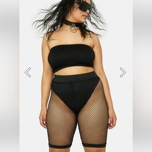 "Won't Forget Ya" Fishnet Biker Shorts from Dolls Kill, size XL